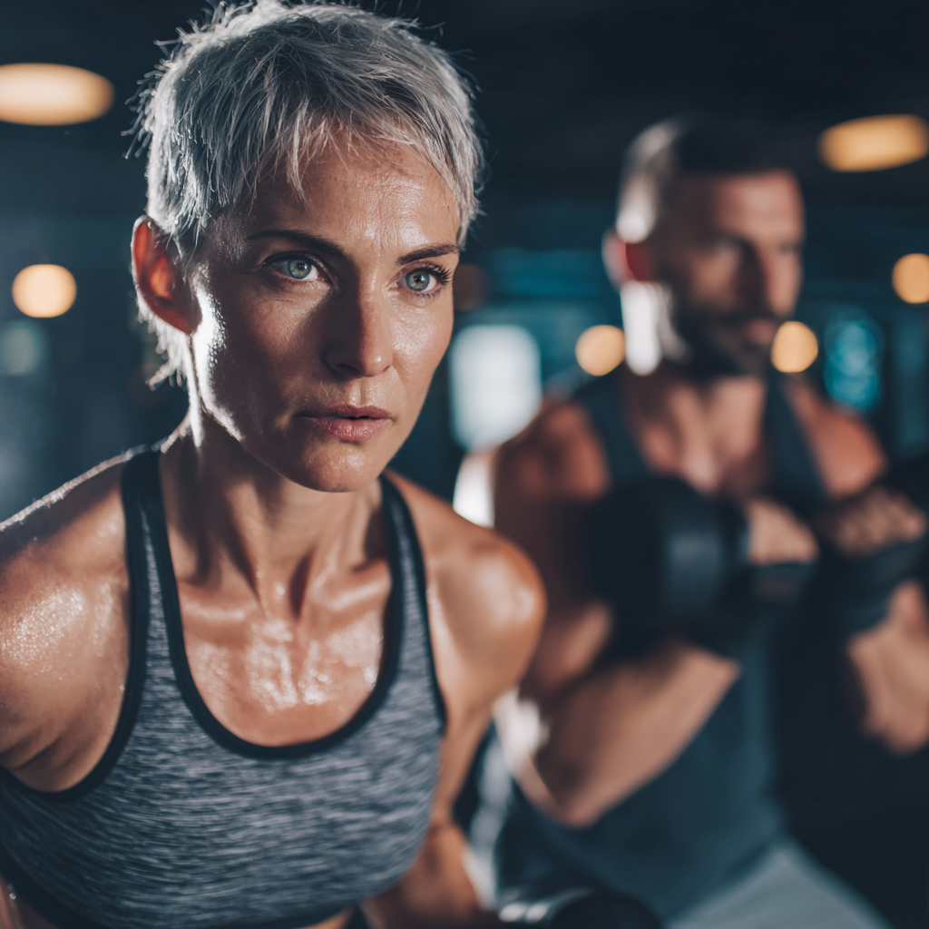 Happy Polish adults of various ages celebrating fitness achievements and healthy lifestyle success
